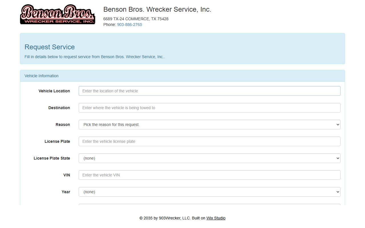 903wrecker.com screenshot