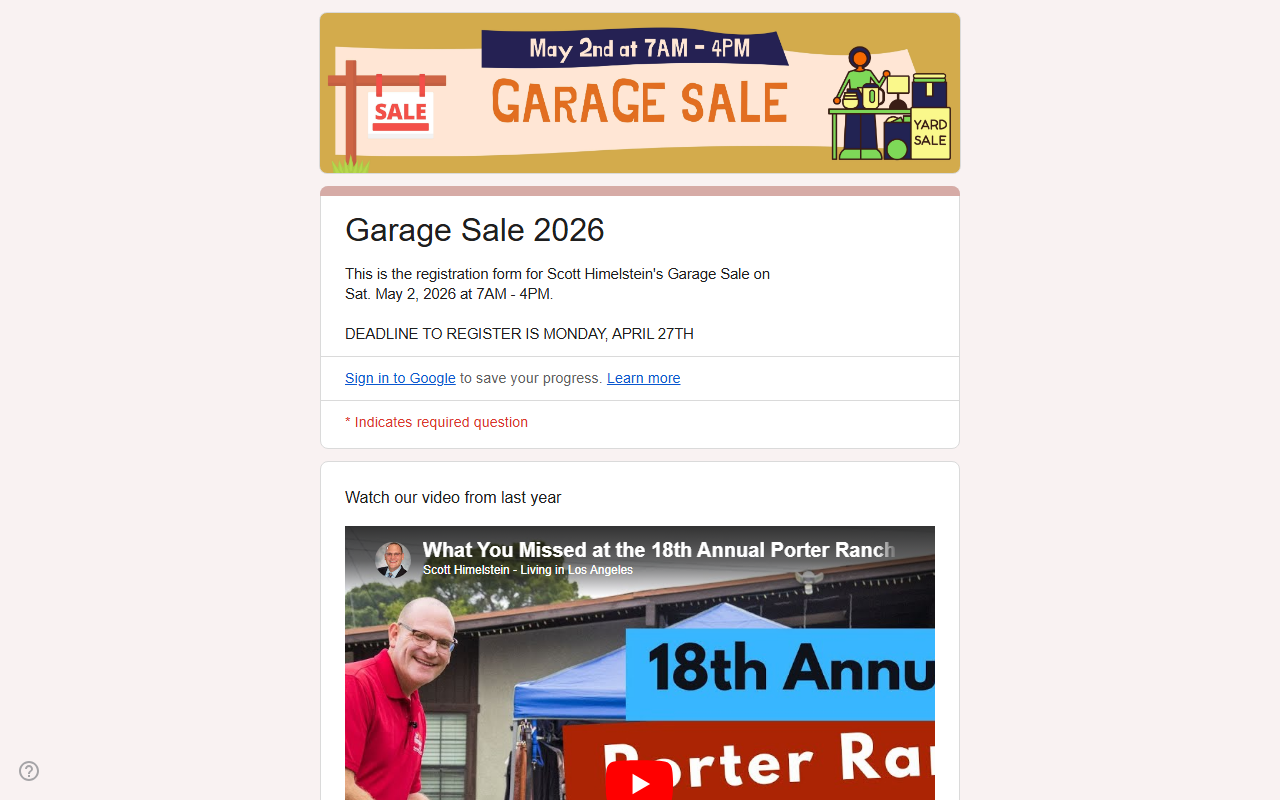 91326garagesale.com screenshot