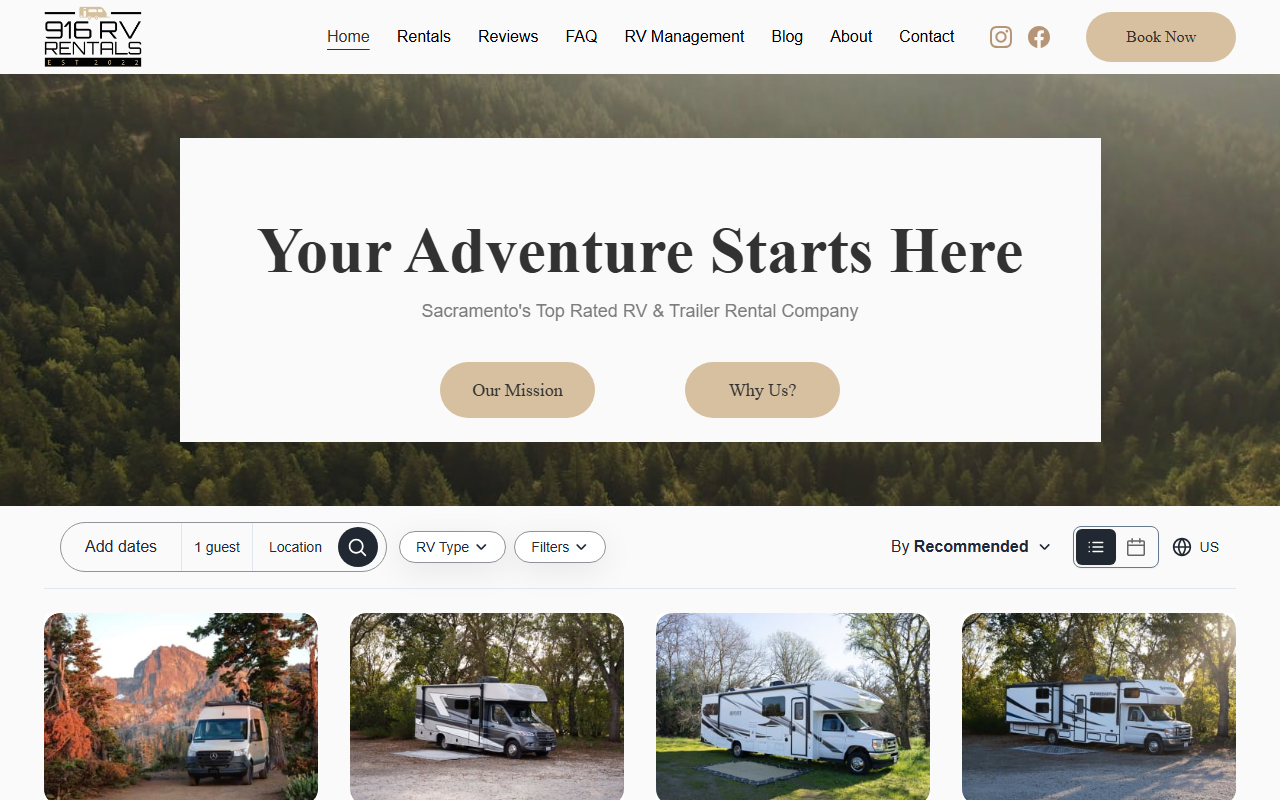 916rvrentals.com screenshot