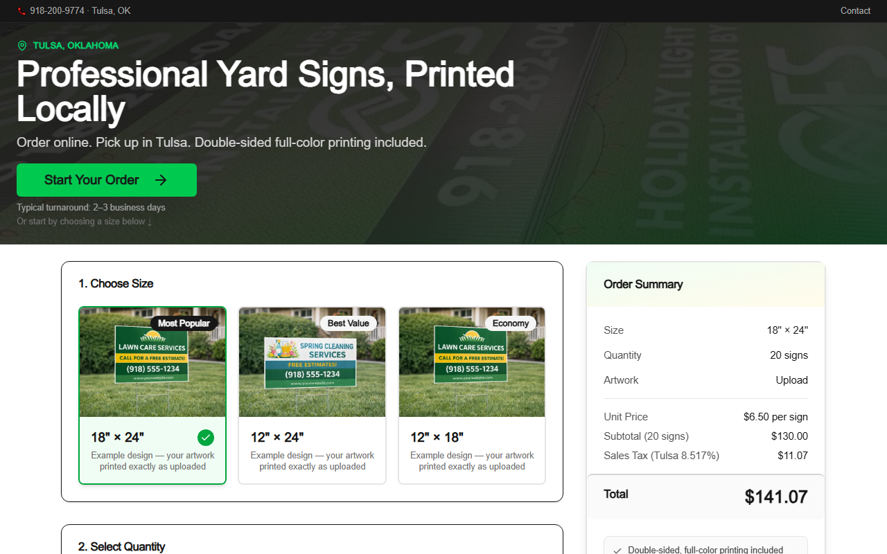 918yardsigns.com screenshot