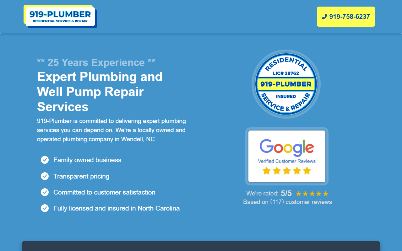 919-plumber.com screenshot