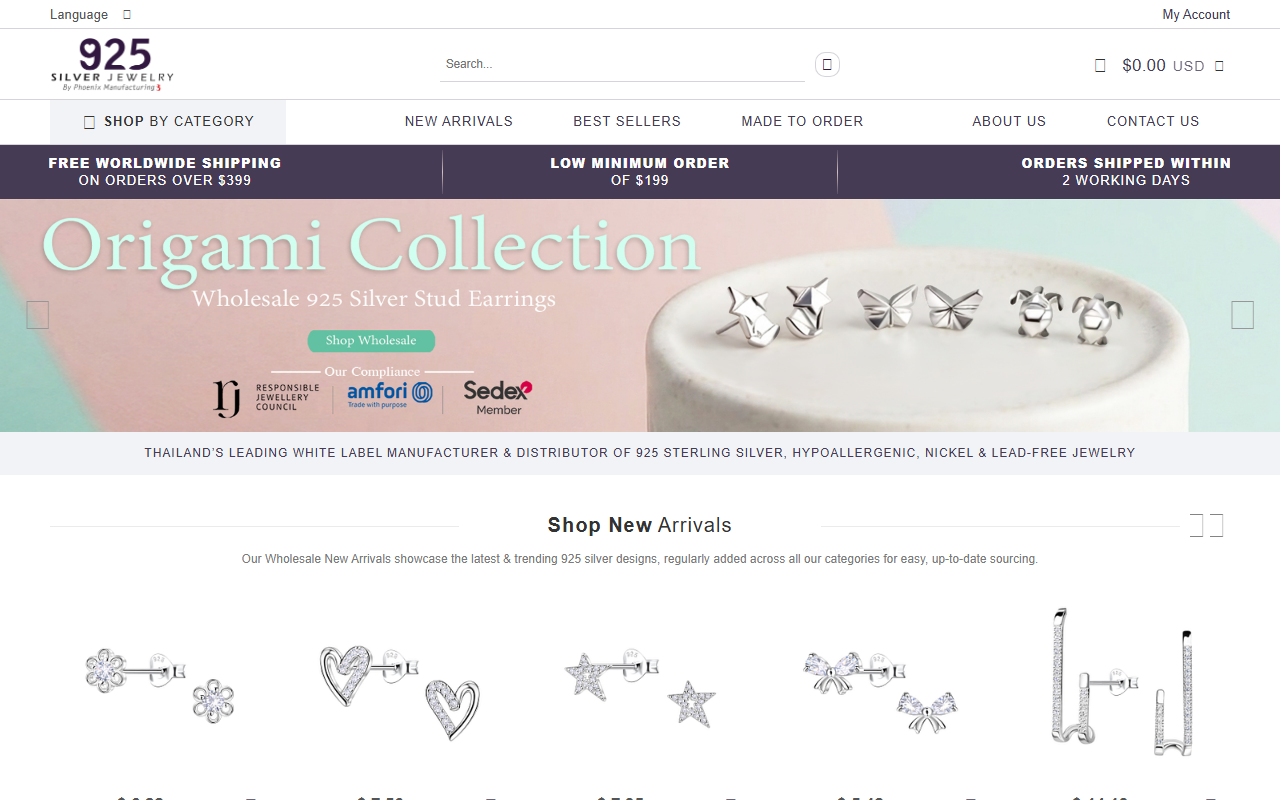 925silverjewelry.com screenshot