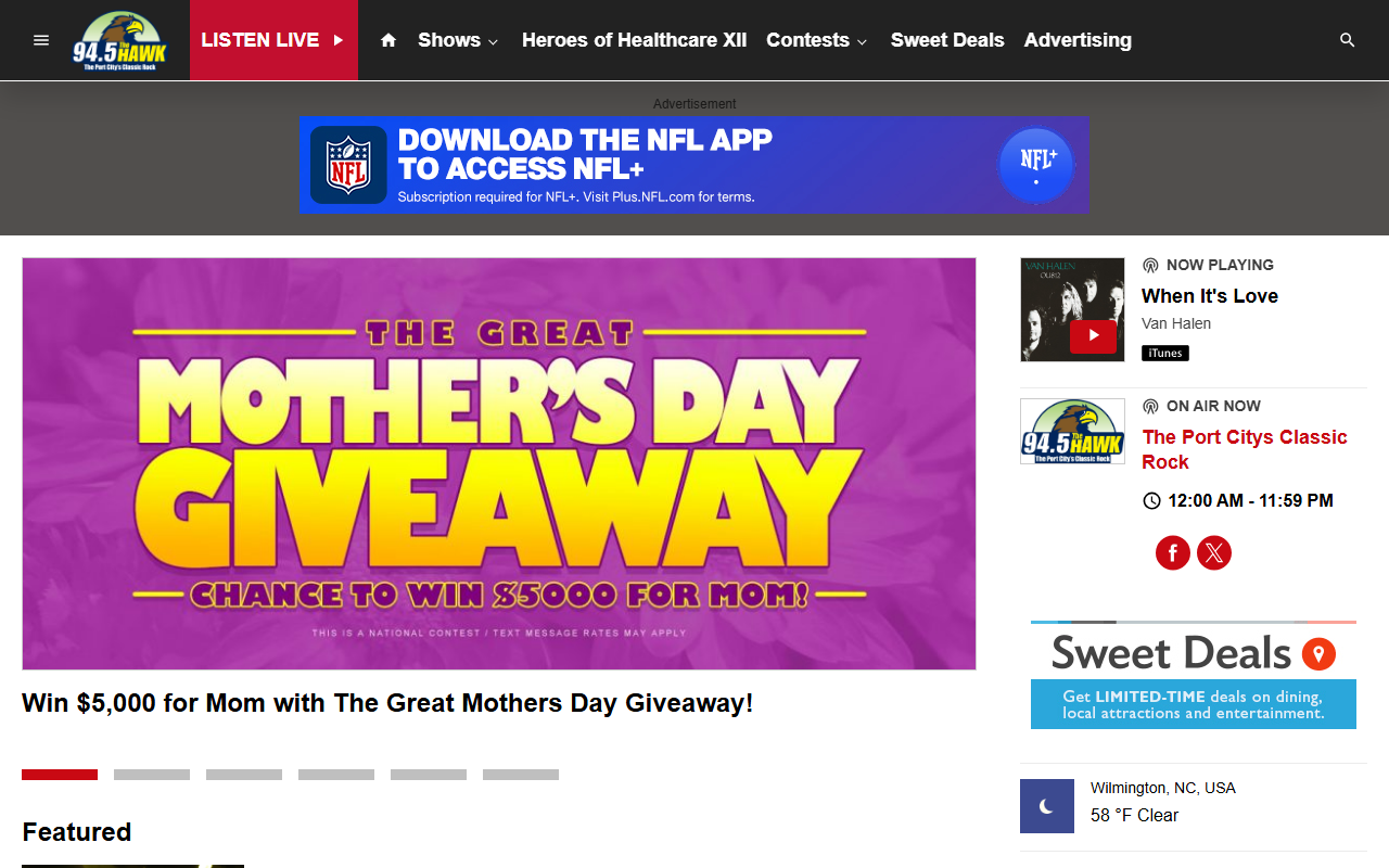945thehawkradio.com screenshot