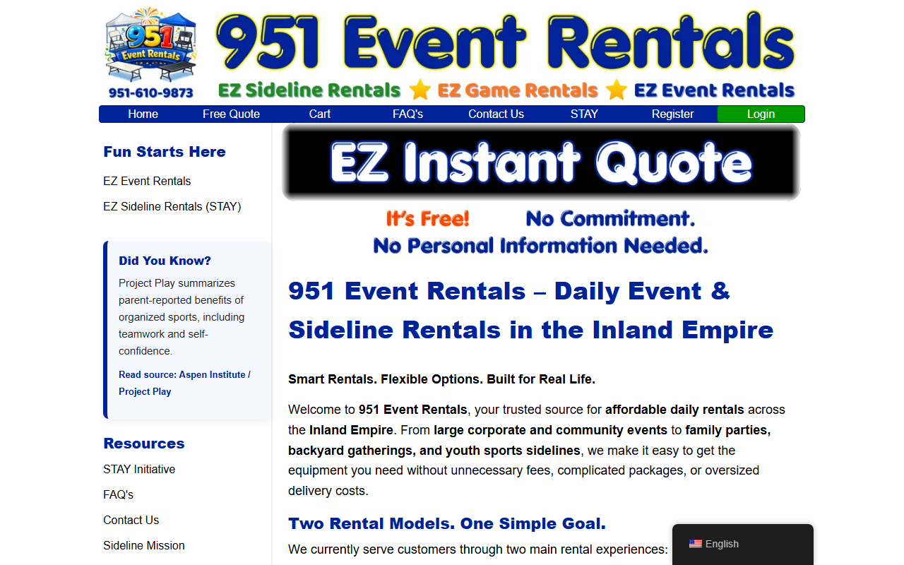 951eventrentals.com screenshot