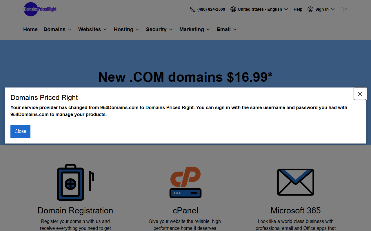 954domains.com screenshot