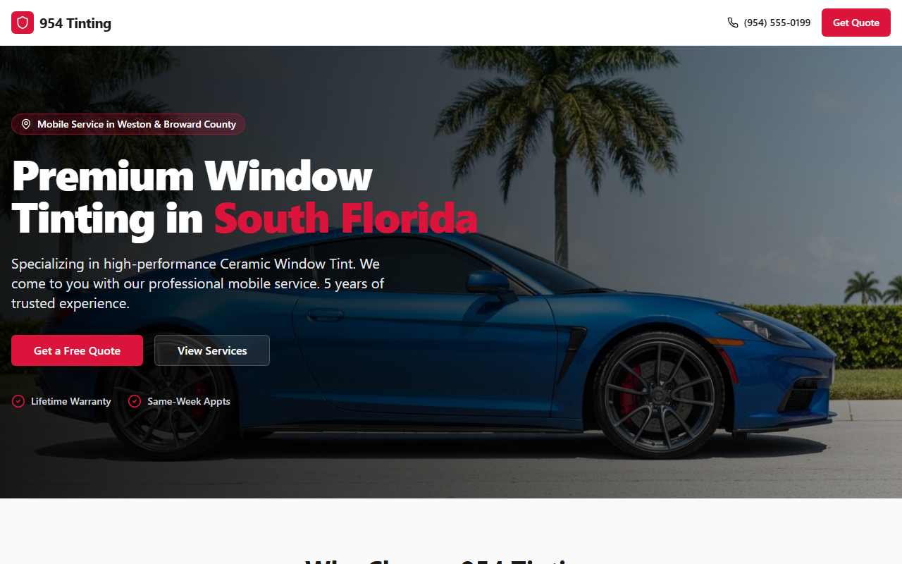 954tinting.com screenshot